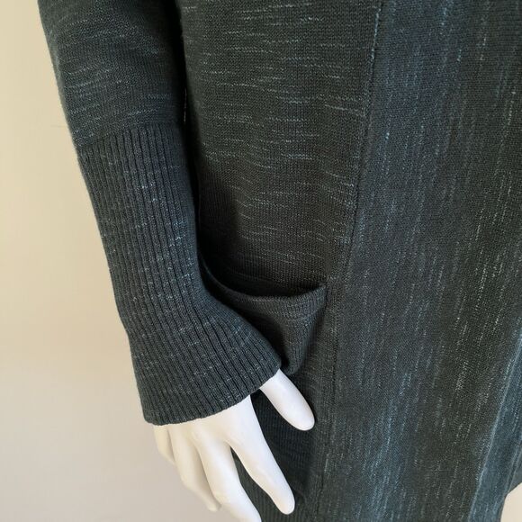 J Jill Sweater Size Medium Forest Green Cotton Knit Long Cardigan Pockets - Picture 5 of 13